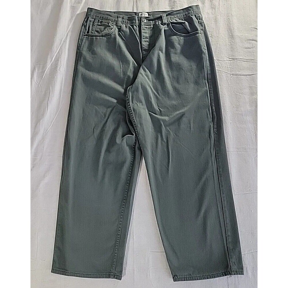 Parish Nation Essentials Baggy Jeans Mens 44 Green Wide Leg Streetwear Denim Y2K